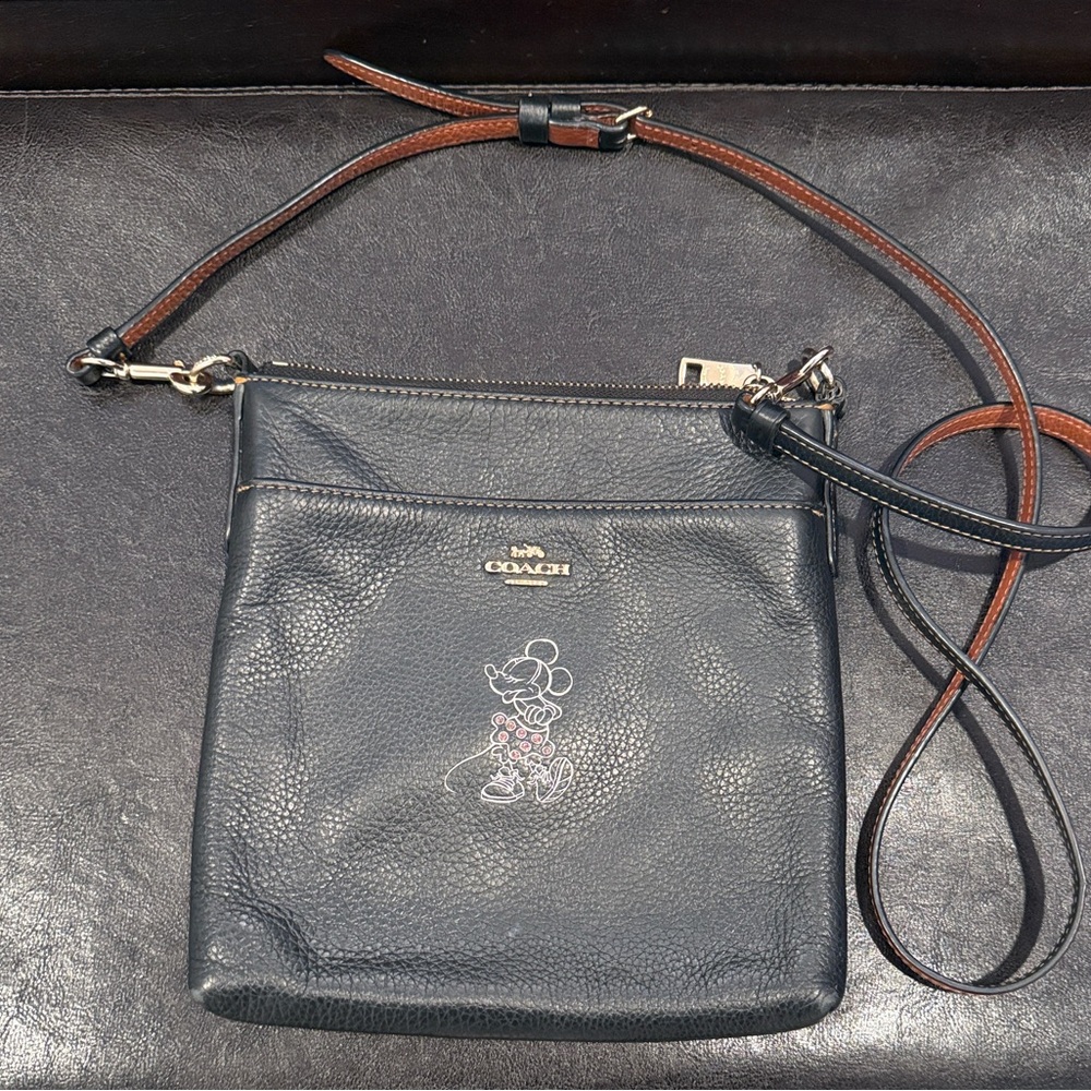 Coach Black Leather Bag with Mickey Design